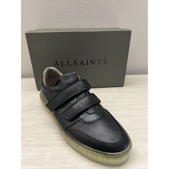 All Saints Men's Sz 12 US/45 EU Jonah Strap Black Leather Shoes - Picture 2 of 9